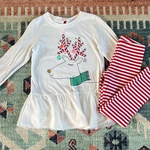 Cat & Jack matching set with reindeer - 5t - EUC